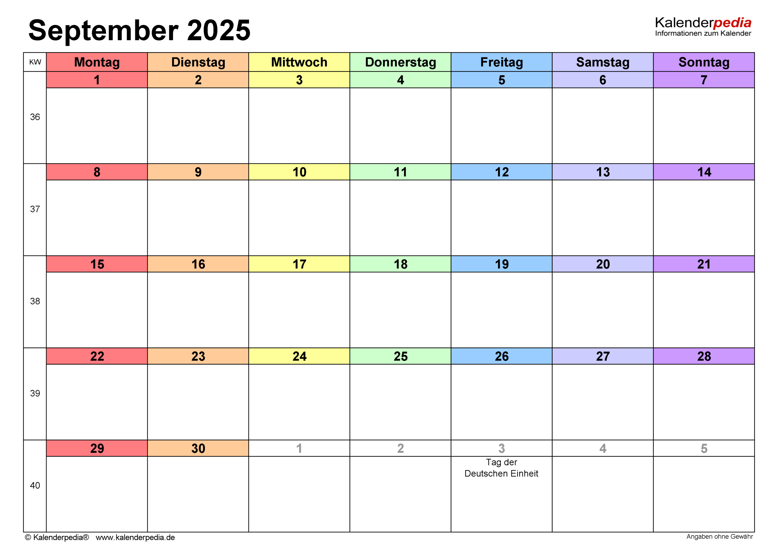 Kalender September 2025 Als Excel-Vorlagen with regard to September Kalender 2025