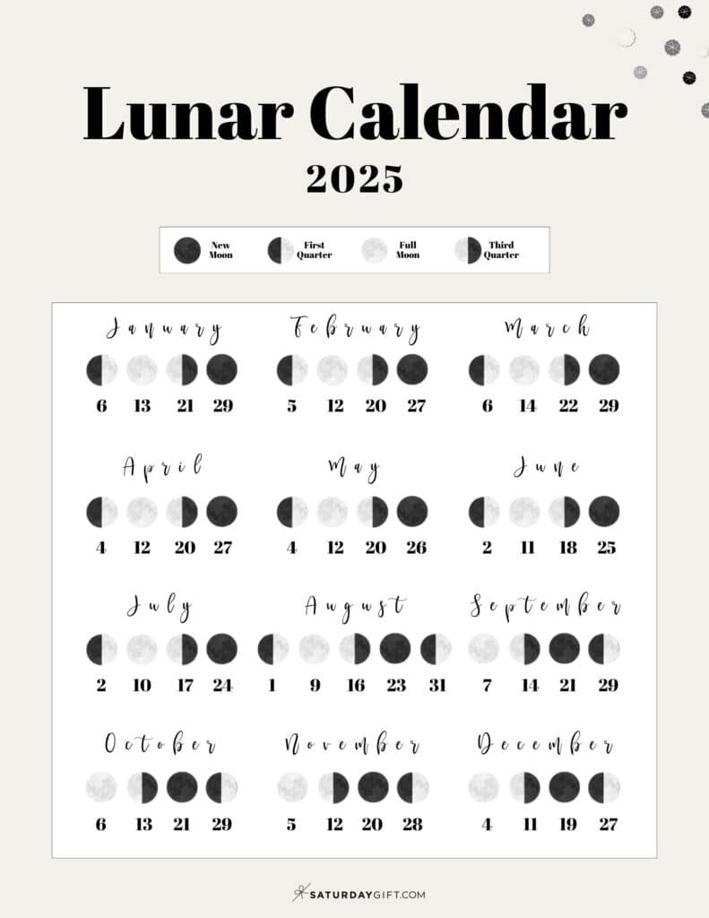 Moon Phase Calendar - 12 Cute &amp;amp; Free Printable 2025 Lunar Calendars throughout Moon Phase For September 2025 Calendar