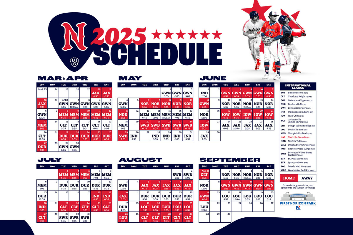 Nashville Sounds Releases 2025 Season Game Times - Clarksville regarding Nashville Calendar Of Events September 2025