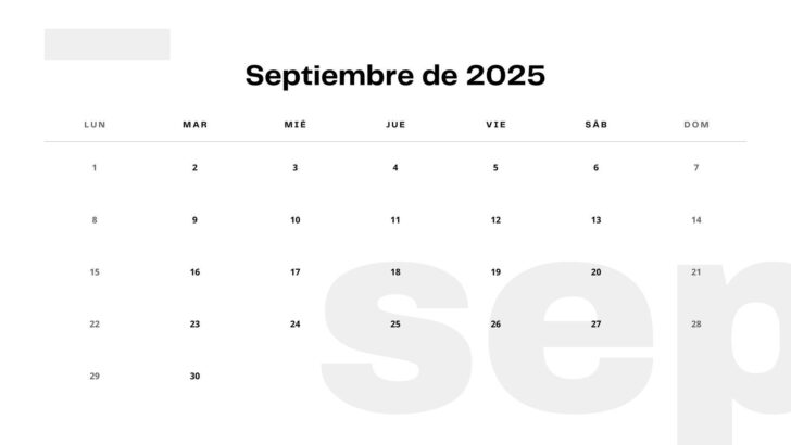 September 2025 Calendar in Spanish