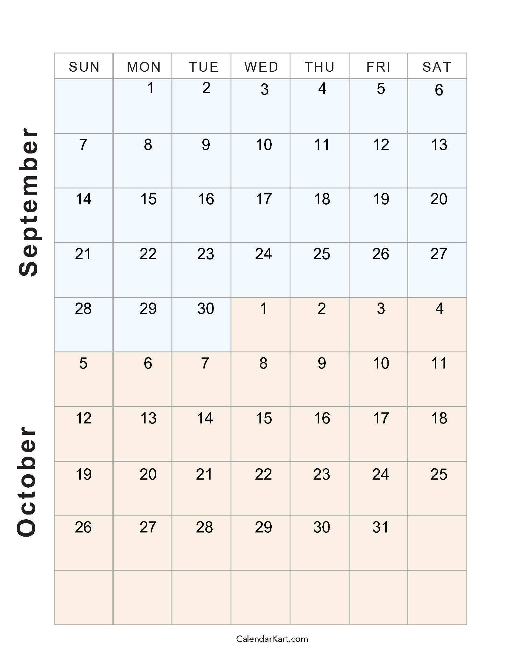 Printable September October 2025 Calendar | Calendarkart regarding September October 2025 Calendar