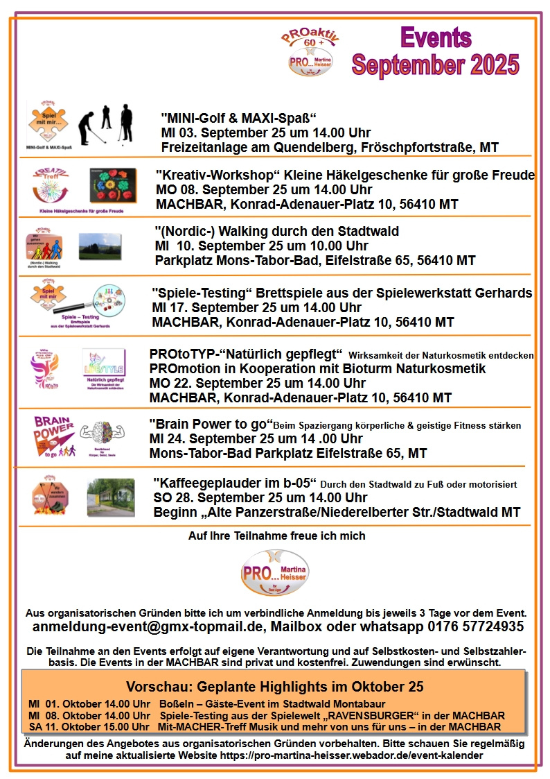 Proaktiv60+ Eventprogramm September 2025 - Montabaur Live regarding Events In September 2025