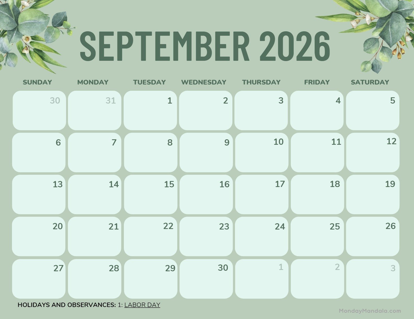 September 2025 Calendar (52 Free Pdf Printables) within September 2025 Calendar Monday Mandala