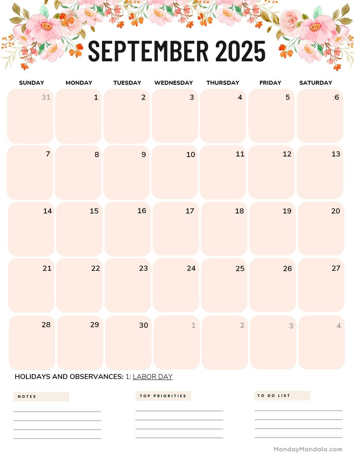 September 2025 Calendar (52 Free Pdf Printables) within September 2025 Calendar Monday Mandala