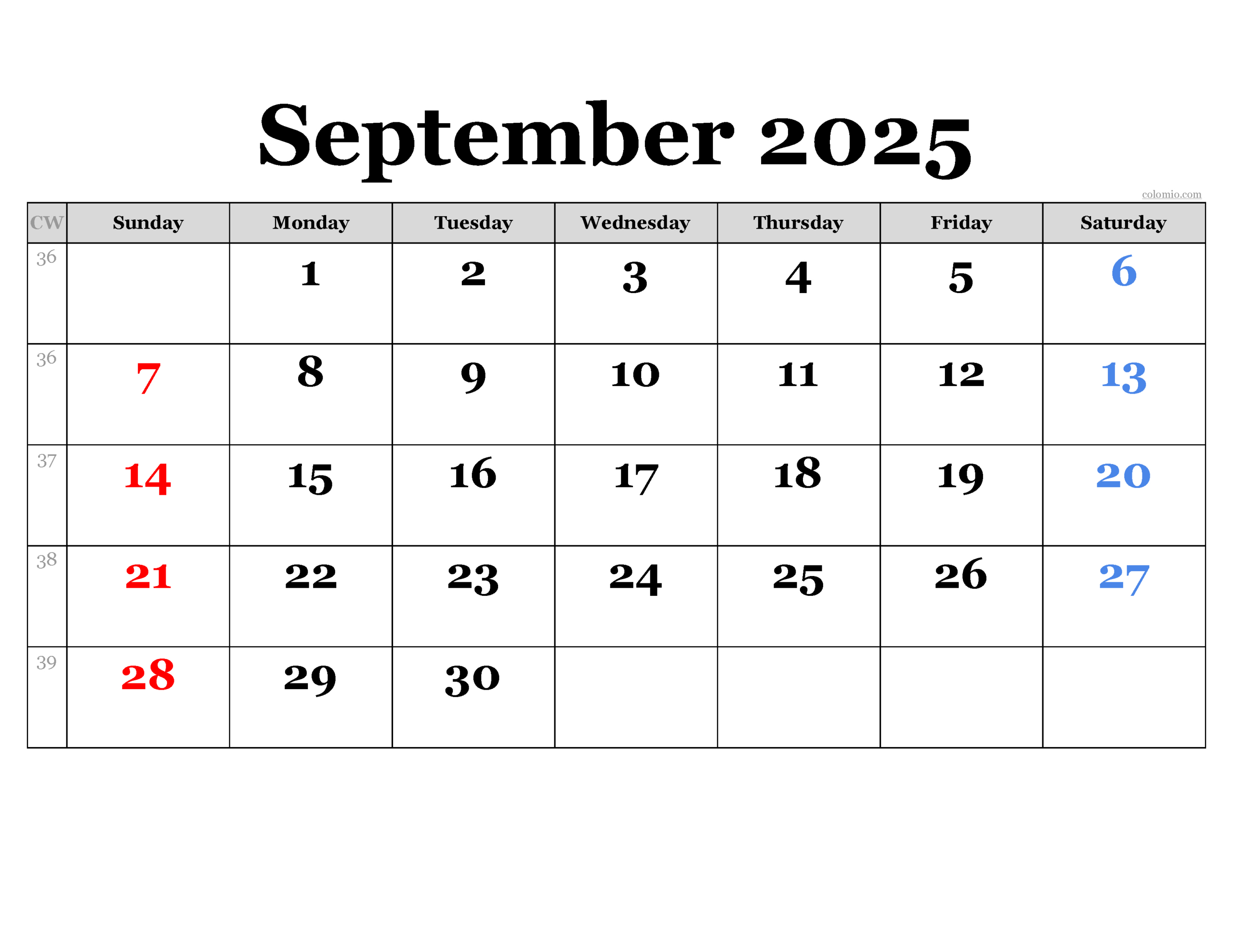 September 2025 Calendar | Free Printable Pdf, Xls And Png with Calendar September Week 2025