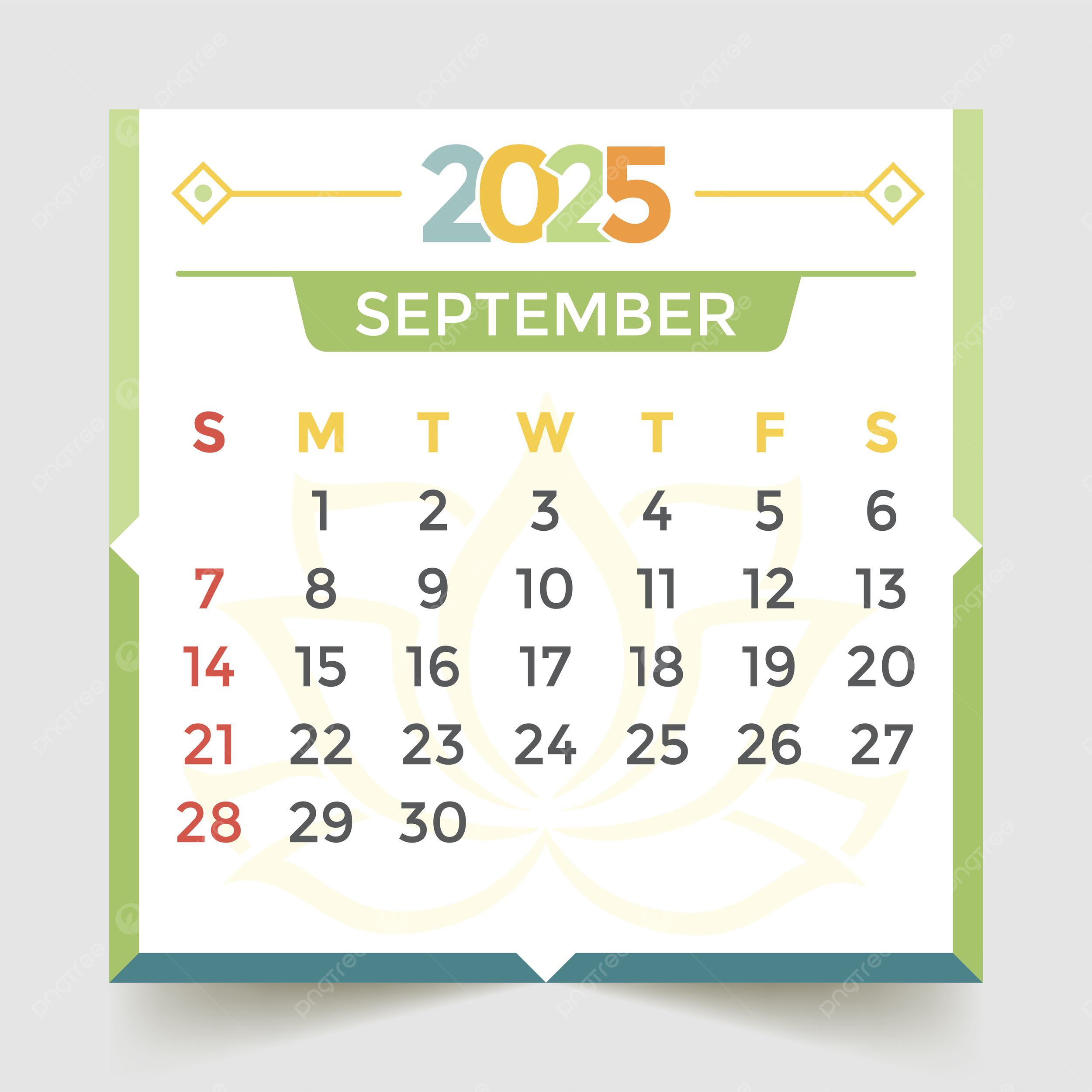 September 2025 Calendar Green Vector Template Download On Pngtree pertaining to September 2025 Calendar Green