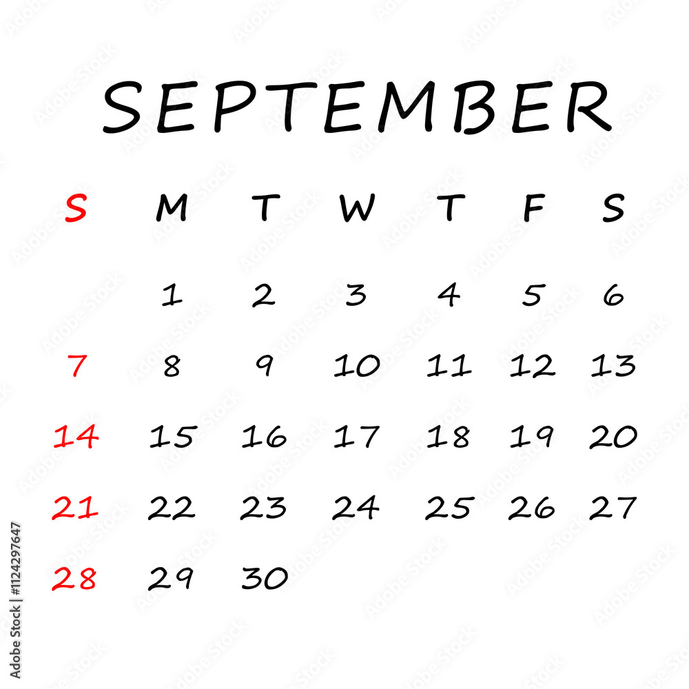 September 2025 Calendar Png Transparent Background Stock intended for September 2025 Calendar Png