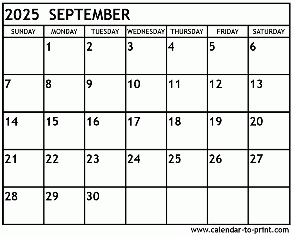 September 2025 Calendar Printable intended for Google Calandar September 2025
