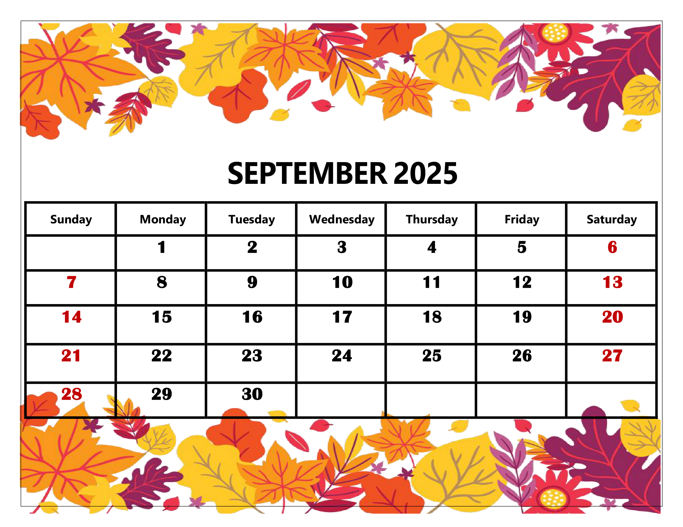 September 2025 Calendar Printable Pdf Template With Holidays within Free Printable September 2025 Calendar with Holidays