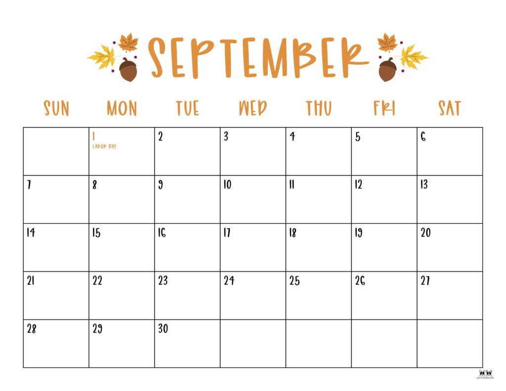 September 2025 Calendars - 107 Free Printables | Printabulls inside September 2025 Calendar Cute
