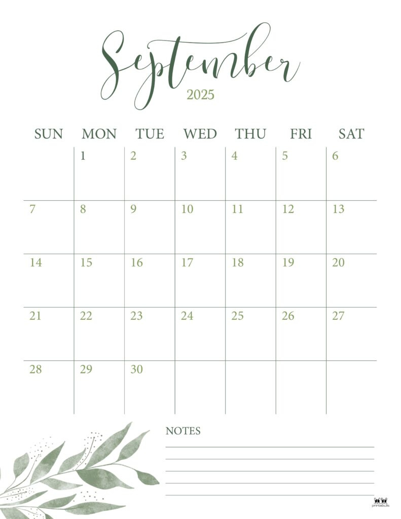 September 2025 Calendars - 107 Free Printables | Printabulls intended for September 2025 Calendar Homemade