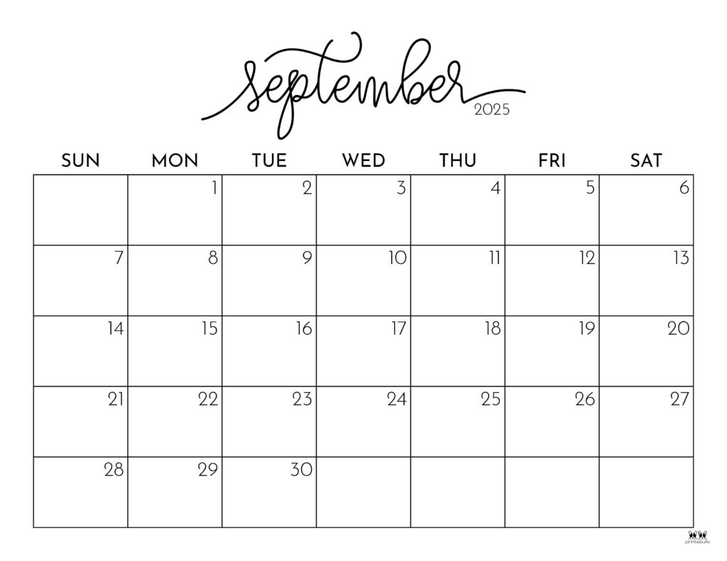 September 2025 Calendars - 107 Free Printables | Printabulls pertaining to September 2025 Calendar Blank