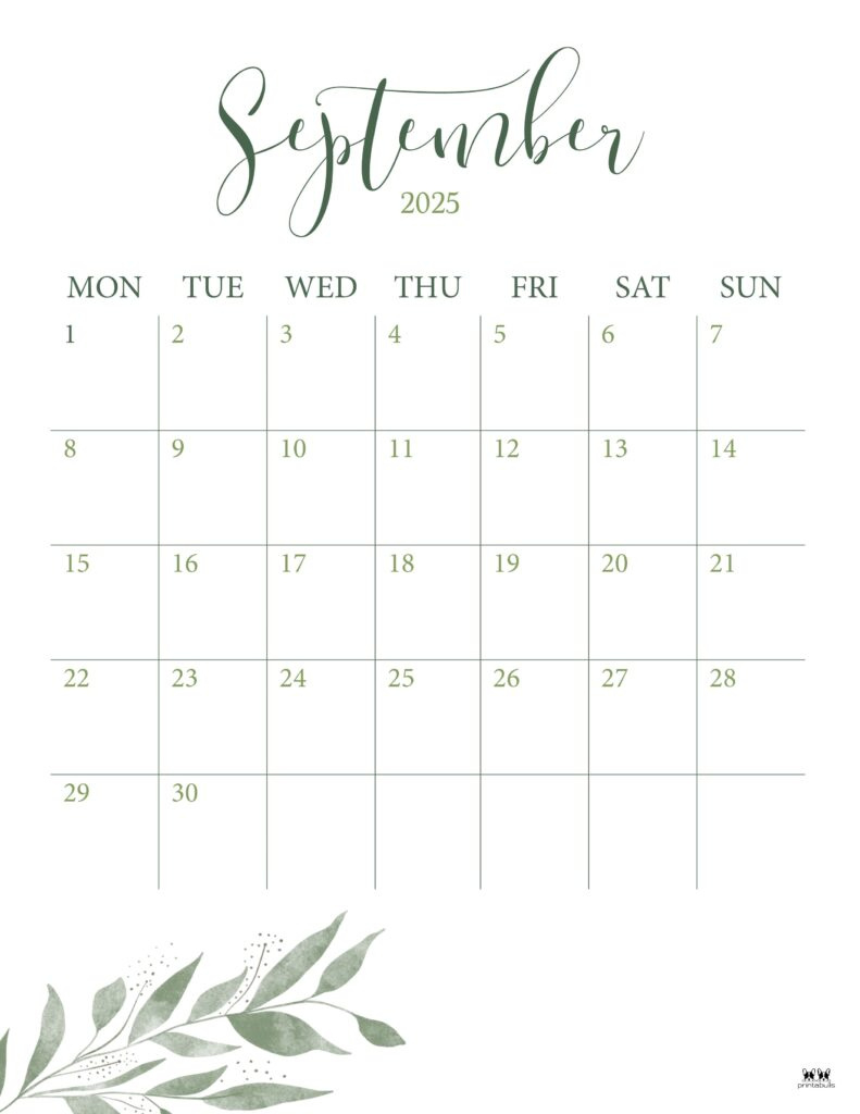 September 2025 Calendars - 107 Free Printables | Printabulls pertaining to September 2025 Calendar Printabulls