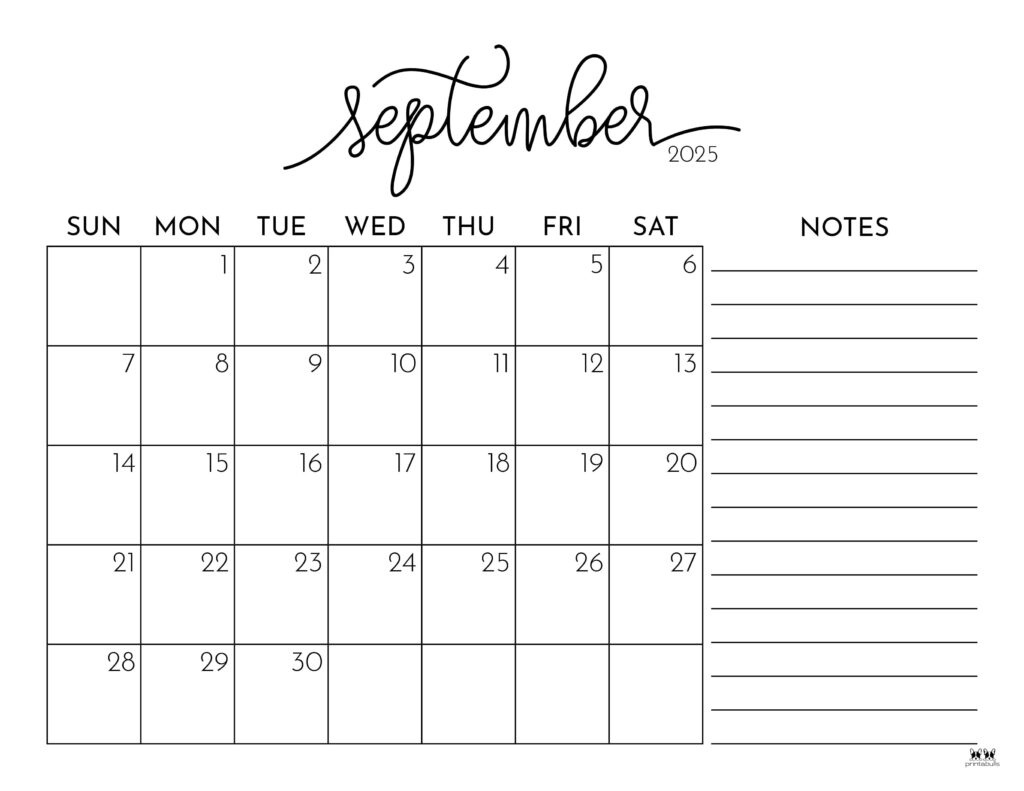 September 2025 Calendars - 107 Free Printables | Printabulls throughout Show Me A Calendar For September 2025