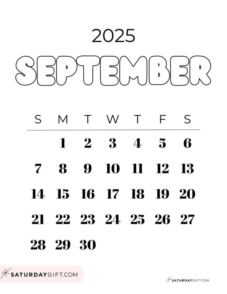 September 2025 Calendars - 23 Cute Free Printable Pdfs | Saturdaygift in Cute Printable September Calendar 2025