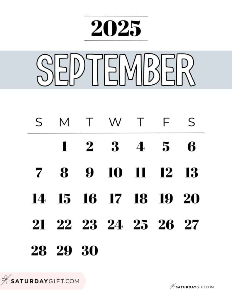 September 2025 Calendars - 23 Cute Free Printable Pdfs | Saturdaygift intended for September 2025 Calendar General Blue