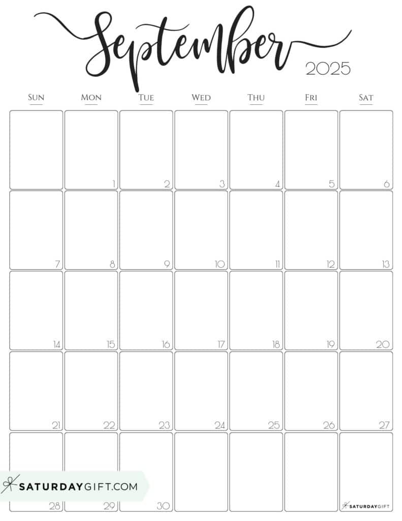 September 2025 Calendars - 23 Cute Free Printable Pdfs | Saturdaygift pertaining to September 2025 Vertical Calendar Printable