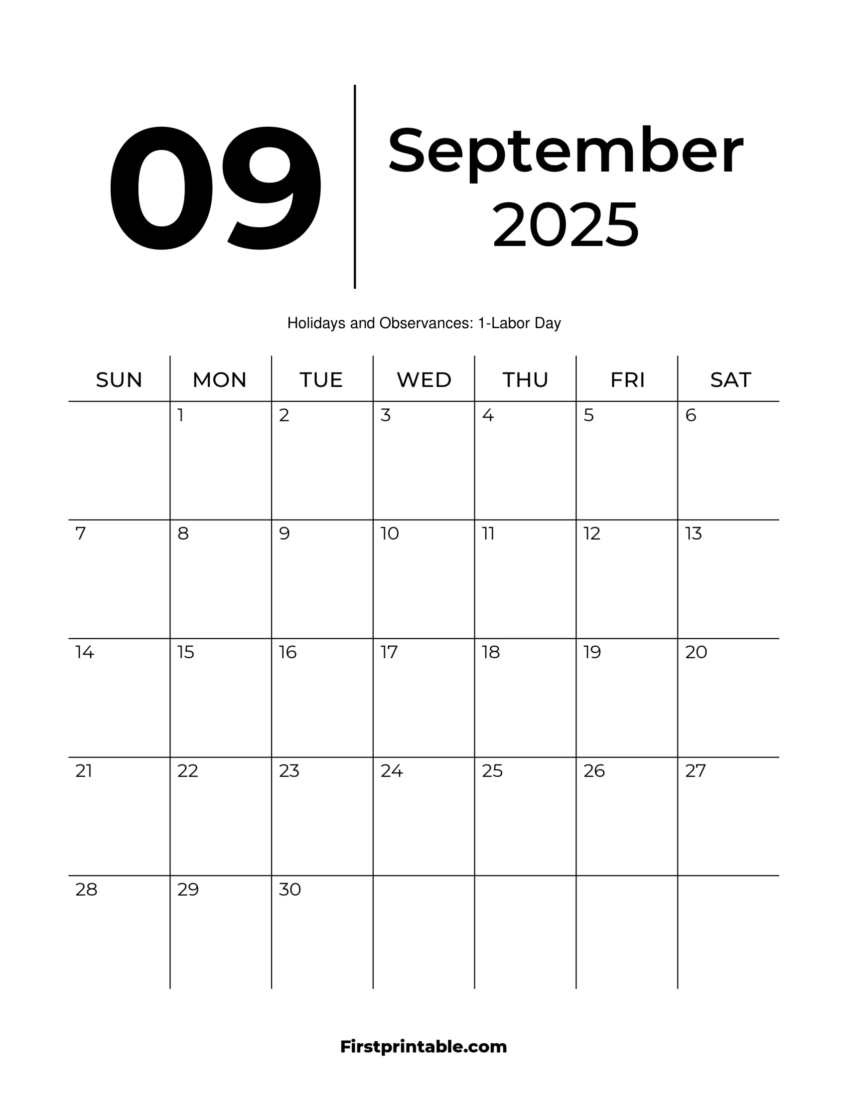 September 2025 Calendars - Free Printable &amp;amp; Fillable inside September Calendar 2025 Blank Printable