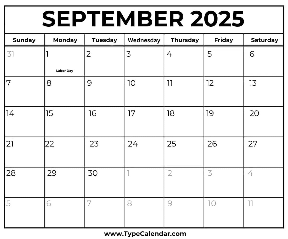 September 2025 Calendars - Free Printable Templates regarding September 2025 Calendar Labor Day